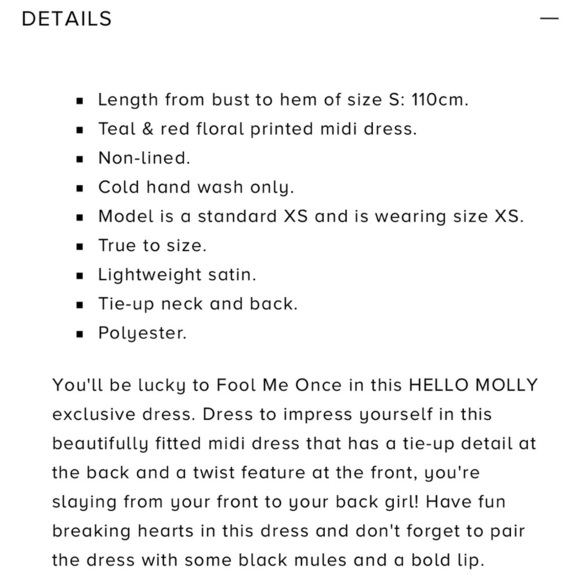 Hello Molly Fool Me Once Dress NWT XS S M. VIRAL tik tok - Picture 5 of 10